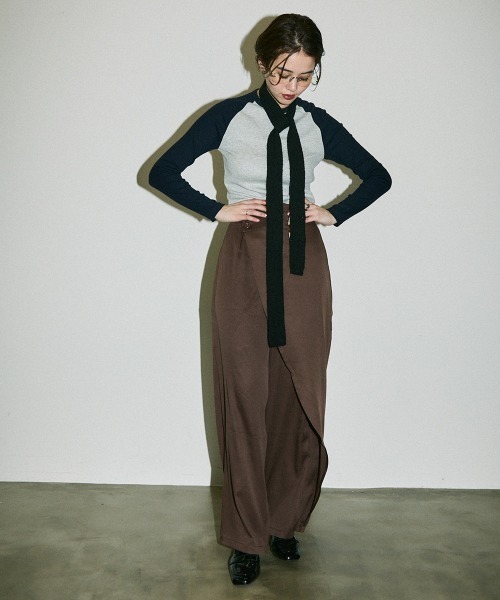 Clum(クルム)の「asymmetry wrap slacks pants / アシンメトリーラップスラックスパンツ(スラックス・レディース・ブラック/ブラウン・SMALL/MEDIUM)」の16枚目の写真