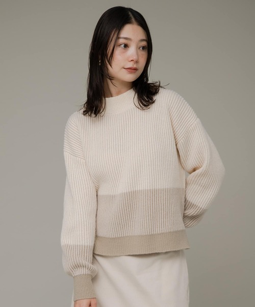 URBAN RESEARCH Sonny Label(アーバンリサーチサニーレーベル)の「バイカラー畦ニット(ニット/セーター・レディース・ベージュ/グレー/ブルー・FREE)」の22枚目の写真