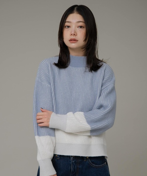 URBAN RESEARCH Sonny Label(アーバンリサーチサニーレーベル)の「バイカラー畦ニット(ニット/セーター・レディース・ベージュ/グレー/ブルー・FREE)」の16枚目の写真
