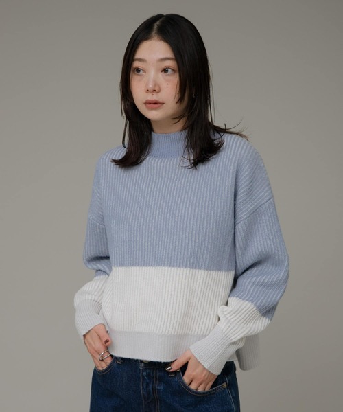 URBAN RESEARCH Sonny Label(アーバンリサーチサニーレーベル)の「バイカラー畦ニット(ニット/セーター・レディース・ベージュ/グレー/ブルー・FREE)」の15枚目の写真