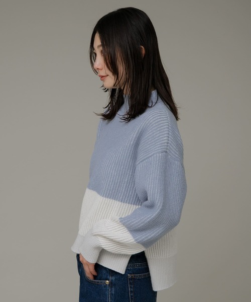 URBAN RESEARCH Sonny Label(アーバンリサーチサニーレーベル)の「バイカラー畦ニット(ニット/セーター・レディース・ベージュ/グレー/ブルー・FREE)」の14枚目の写真