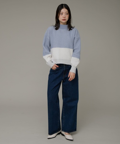 URBAN RESEARCH Sonny Label(アーバンリサーチサニーレーベル)の「バイカラー畦ニット(ニット/セーター・レディース・ベージュ/グレー/ブルー・FREE)」の12枚目の写真