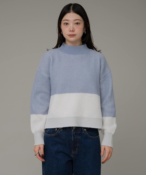 URBAN RESEARCH Sonny Label(アーバンリサーチサニーレーベル)の「バイカラー畦ニット(ニット/セーター・レディース・ベージュ/グレー/ブルー・FREE)」の8枚目の写真