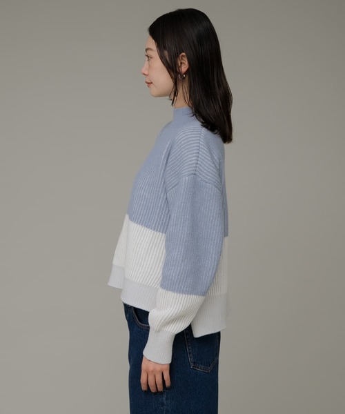URBAN RESEARCH Sonny Label(アーバンリサーチサニーレーベル)の「バイカラー畦ニット(ニット/セーター・レディース・ベージュ/グレー/ブルー・FREE)」の7枚目の写真
