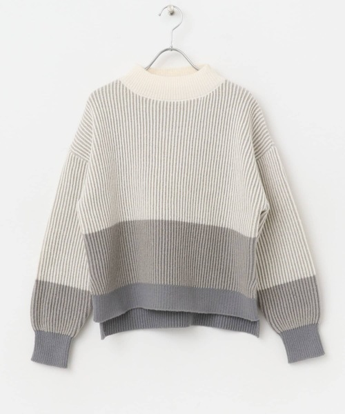 URBAN RESEARCH Sonny Label(アーバンリサーチサニーレーベル)の「バイカラー畦ニット(ニット/セーター・レディース・ベージュ/グレー/ブルー・FREE)」の5枚目の写真