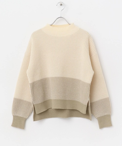 URBAN RESEARCH Sonny Label(アーバンリサーチサニーレーベル)の「バイカラー畦ニット(ニット/セーター・レディース・ベージュ/グレー/ブルー・FREE)」の4枚目の写真
