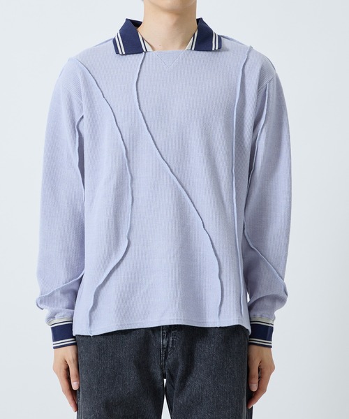 Jieda(ジエダ)の「WOOL GAME SHIRT(ポロシャツ・メンズ・グレー/ブラック/サックスブルー・1/2)」の4枚目の写真