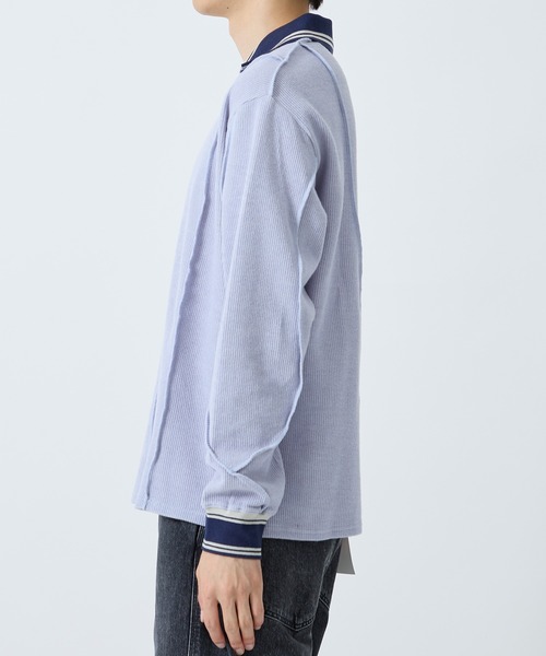 Jieda(ジエダ)の「WOOL GAME SHIRT(ポロシャツ・メンズ・グレー/ブラック/サックスブルー・1/2)」の5枚目の写真