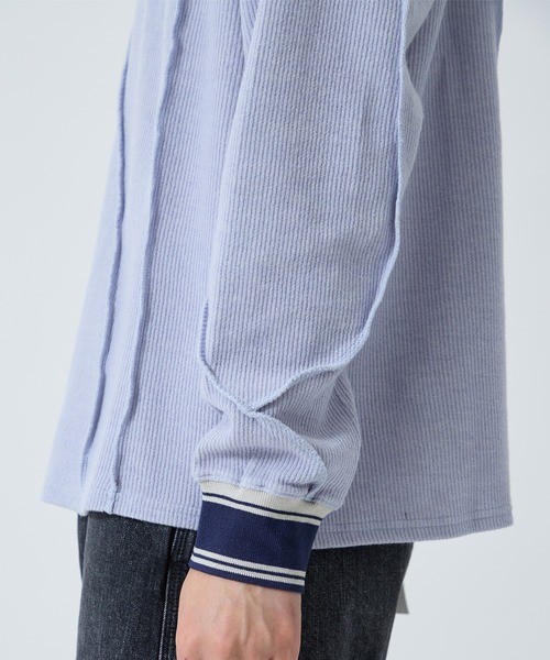 Jieda(ジエダ)の「WOOL GAME SHIRT(ポロシャツ・メンズ・グレー/ブラック/サックスブルー・1/2)」の8枚目の写真