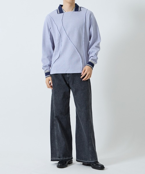 Jieda(ジエダ)の「WOOL GAME SHIRT(ポロシャツ・メンズ・グレー/ブラック/サックスブルー・1/2)」の11枚目の写真