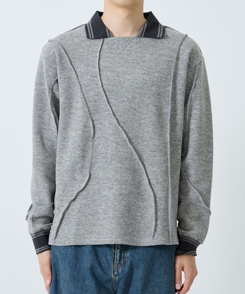 Jieda(ジエダ)の「WOOL GAME SHIRT(ポロシャツ・メンズ・グレー/ブラック/サックスブルー・1/2)」の12枚目の写真