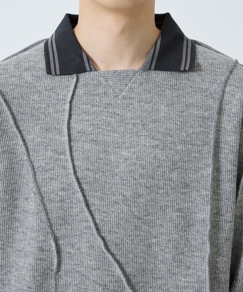 Jieda(ジエダ)の「WOOL GAME SHIRT(ポロシャツ・メンズ・グレー/ブラック/サックスブルー・1/2)」の15枚目の写真