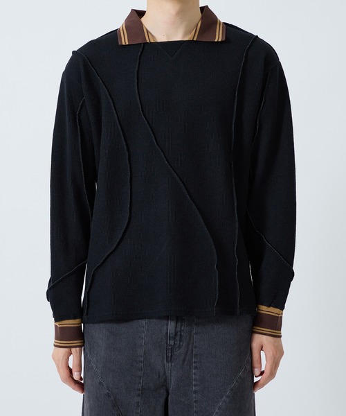 Jieda(ジエダ)の「WOOL GAME SHIRT(ポロシャツ・メンズ・グレー/ブラック/サックスブルー・1/2)」の20枚目の写真