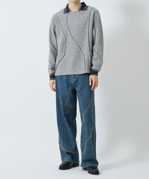 Jieda(ジエダ)の「WOOL GAME SHIRT(ポロシャツ・メンズ・グレー/ブラック/サックスブルー・1/2)」の19枚目の写真