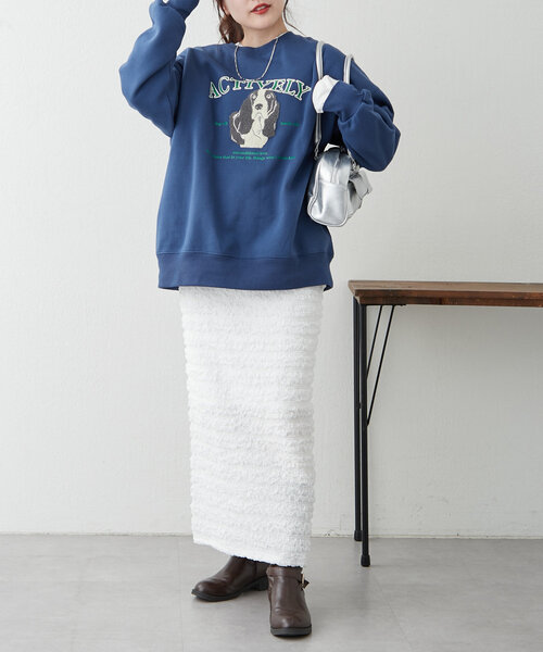 continuer de NICE CLAUP(コンティニューデナイスクラップ)の「わんこ相良刺繍スウェット(スウェット・レディース・オートミール/スミクロ/オフホワイト/ブルー・FREE)」の20枚目の写真