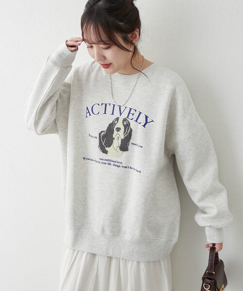 continuer de NICE CLAUP(コンティニューデナイスクラップ)の「わんこ相良刺繍スウェット(スウェット・レディース・オートミール/スミクロ/オフホワイト/ブルー・FREE)」の21枚目の写真