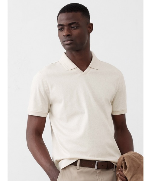 BANANA REPUBLIC FACTORY STORE（バナナリパブリック ファクトリーストア）の「BANANA REPUBLIC FACTORY STORE　　LUXE TOUCH ノンボタンポロシャツ（ポロシャツ・メンズ・インディゴブルー/ナチュラル/ブルー・XL/L/M/S）」の2枚目の写真