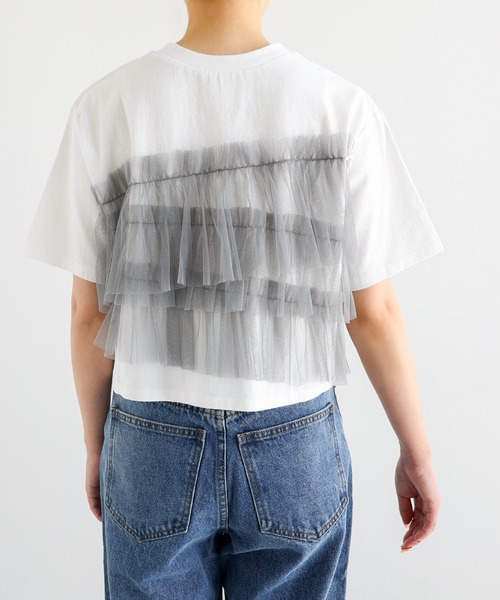 andme(アンドミー)の「フリルチュールドッキングビスチェ風トップス(Tシャツ/カットソー・レディース・ホワイト×ホワイト/ホワイト×ライトグレー/ホワイト×ピンク/チャコールグレー×ブラック・M)」の7枚目の写真
