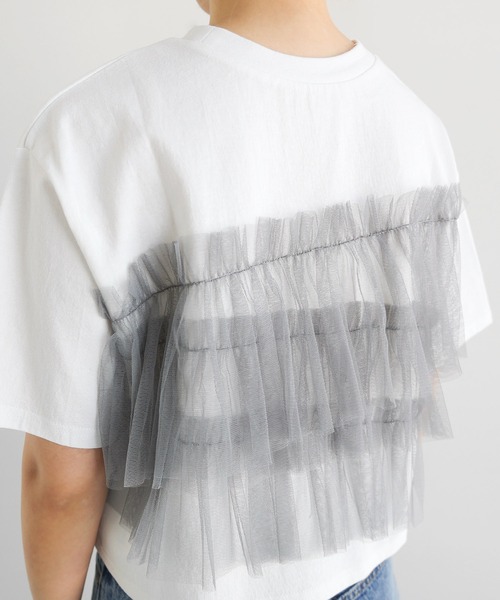 フリルチュールドッキングビスチェ風トップス（Tシャツ