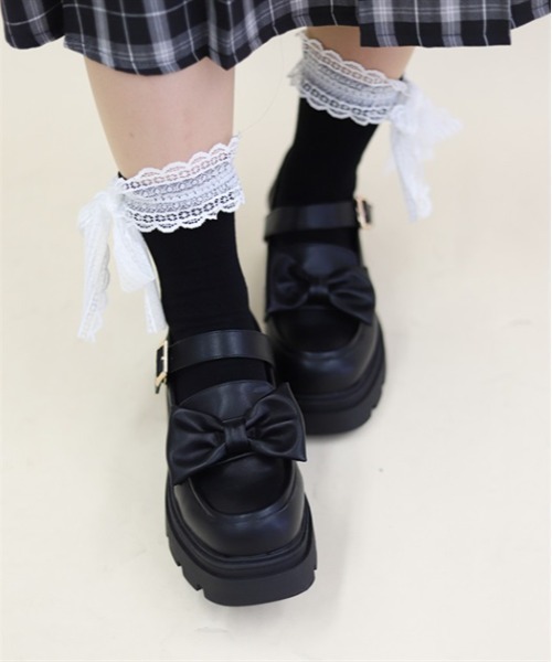 axes femme POETIQUE（アクシーズファムポエティック）の「レースリボンソックス（ソックス/靴下・レディース・ブラック/グレー・FREE）」の4枚目の写真