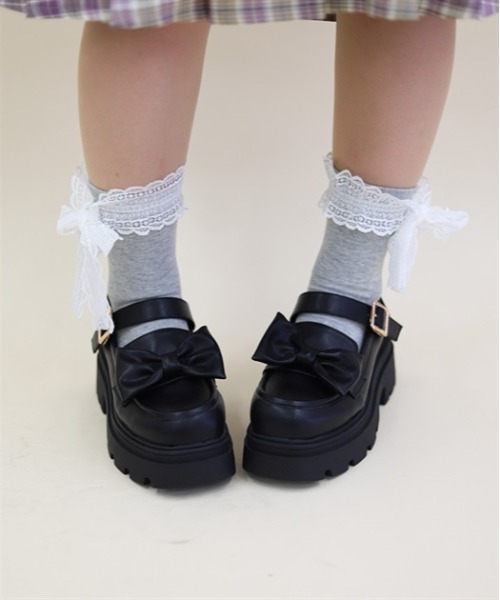 axes femme POETIQUE（アクシーズファムポエティック）の「レースリボンソックス（ソックス/靴下・レディース・ブラック/グレー・FREE）」の5枚目の写真