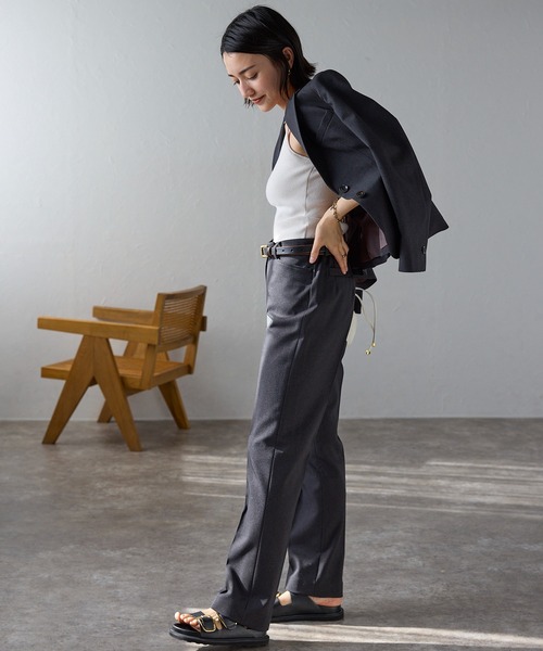 etre pret（エトレプレ）の「多サイズ対応 裾上げ不要 ストレートパンツ ※セットアップ可（スーツパンツ・レディース・ネイビー/チャコールグレー・11号/9号/13号/5号/7号/15号）」の4枚目の写真