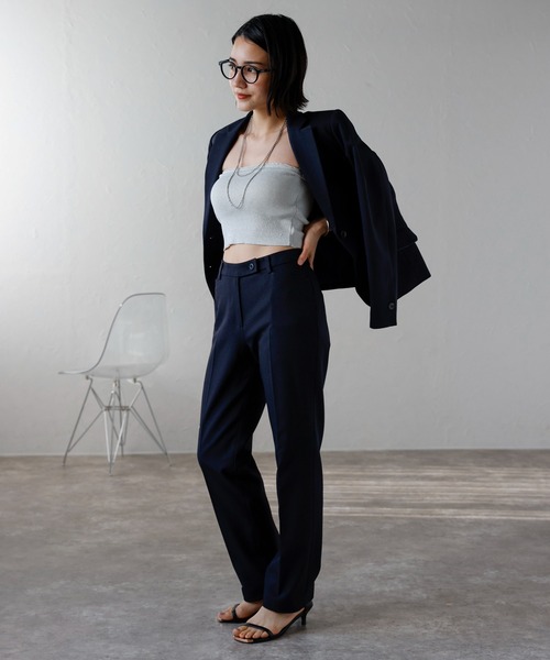 etre pret（エトレプレ）の「多サイズ対応 裾上げ不要 ストレートパンツ ※セットアップ可（スーツパンツ・レディース・ネイビー/チャコールグレー・11号/9号/13号/5号/7号/15号）」の11枚目の写真