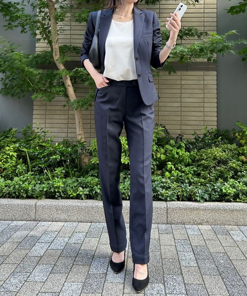 etre pret（エトレプレ）の「多サイズ対応 裾上げ不要 ストレートパンツ ※セットアップ可（スーツパンツ・レディース・ネイビー/チャコールグレー・11号/9号/13号/5号/7号/15号）」の21枚目の写真