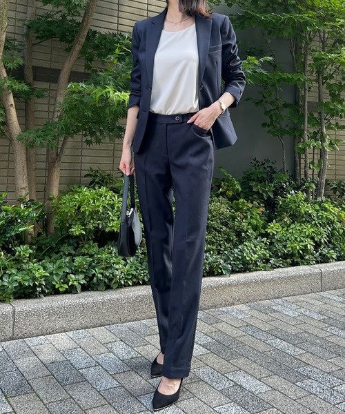etre pret（エトレプレ）の「多サイズ対応 裾上げ不要 ストレートパンツ ※セットアップ可（スーツパンツ・レディース・ネイビー/チャコールグレー・11号/9号/13号/5号/7号/15号）」の22枚目の写真