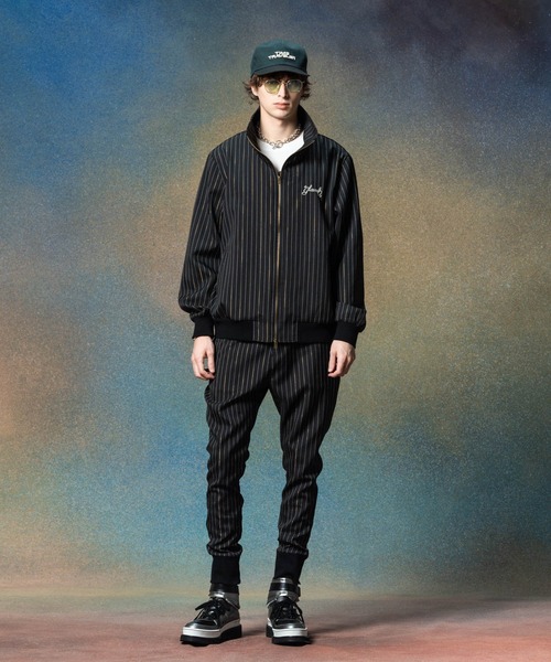 glamb ストライプパンツ Lサイズ Sparkle Stripe Jogger Pants / スパークルストライプジョガー
