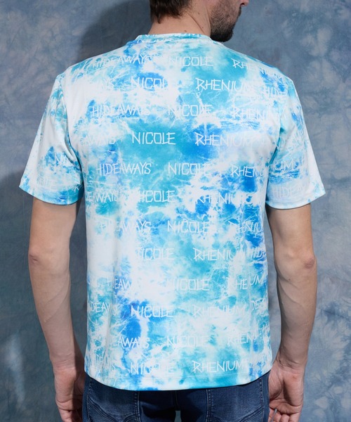 HIDEAWAYS NICOLE(ハイダウェイニコル)の「【WEB限定】ムラ柄ロゴプリント半袖Tシャツ(Tシャツ/カットソー・メンズ・オフホワイト/パープル/ピンク/サックスブルー・MEDIUM/X-LARGE/LARGE)」の10枚目の写真