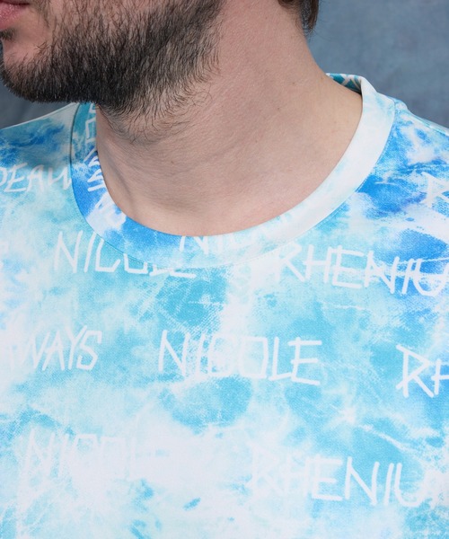 HIDEAWAYS NICOLE(ハイダウェイニコル)の「【WEB限定】ムラ柄ロゴプリント半袖Tシャツ(Tシャツ/カットソー・メンズ・オフホワイト/パープル/ピンク/サックスブルー・MEDIUM/X-LARGE/LARGE)」の11枚目の写真