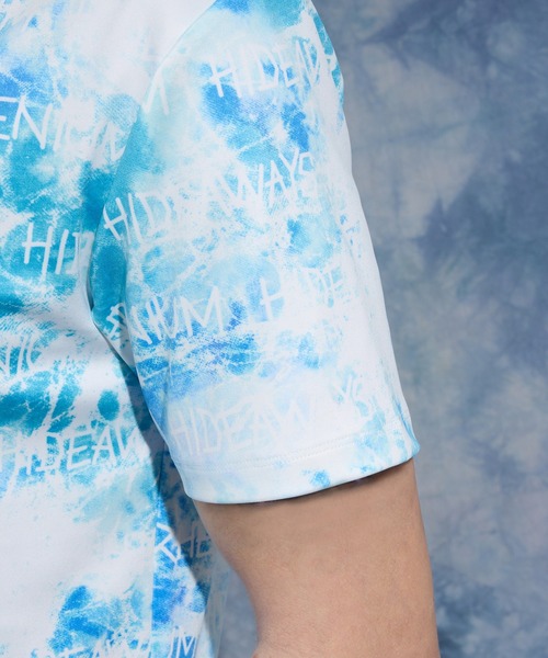 HIDEAWAYS NICOLE(ハイダウェイニコル)の「【WEB限定】ムラ柄ロゴプリント半袖Tシャツ(Tシャツ/カットソー・メンズ・オフホワイト/パープル/ピンク/サックスブルー・MEDIUM/X-LARGE/LARGE)」の12枚目の写真