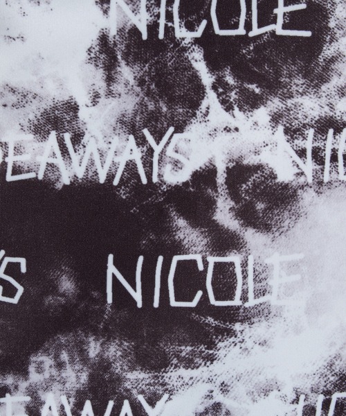 HIDEAWAYS NICOLE(ハイダウェイニコル)の「【WEB限定】ムラ柄ロゴプリント半袖Tシャツ(Tシャツ/カットソー・メンズ・オフホワイト/パープル/ピンク/サックスブルー・MEDIUM/X-LARGE/LARGE)」の5枚目の写真