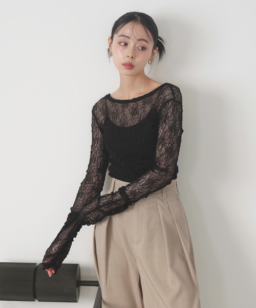 tシャツ バックオープントップ レディース バックオープンリブトップス（Tシャツ/カットソー）｜nelliy
