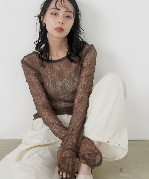 tシャツ バックオープントップ レディース バックオープンリブトップス（Tシャツ/カットソー）｜nelliy