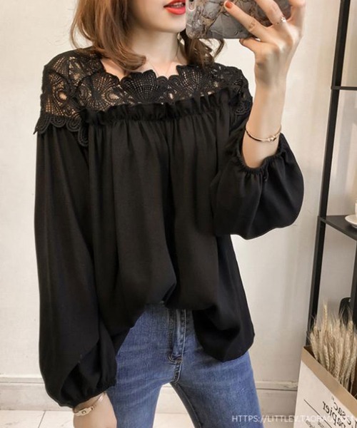 SallyLunn(サリーラン)の「刺繍レースブラウス(シャツ/ブラウス・レディース・ホワイト/ブラック・MEDIUM/LARGE)」の3枚目の写真