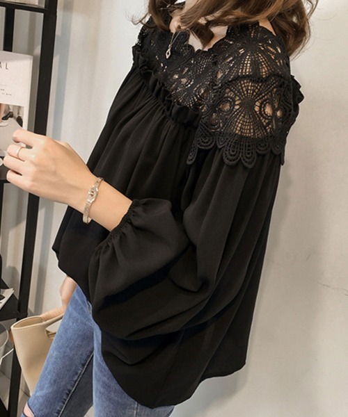 SallyLunn(サリーラン)の「刺繍レースブラウス(シャツ/ブラウス・レディース・ホワイト/ブラック・MEDIUM/LARGE)」の4枚目の写真