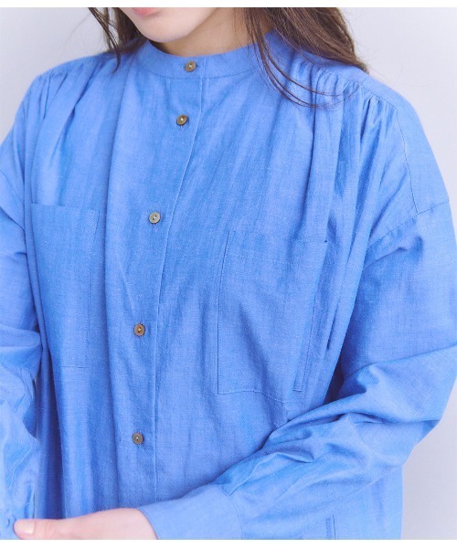 SIPULI（シプリ）の「Slab Yarn Cotton Lawn ボリュームシャツドレス（ワンピース・レディース・ブルー/ホワイト・2）」の16枚目の写真