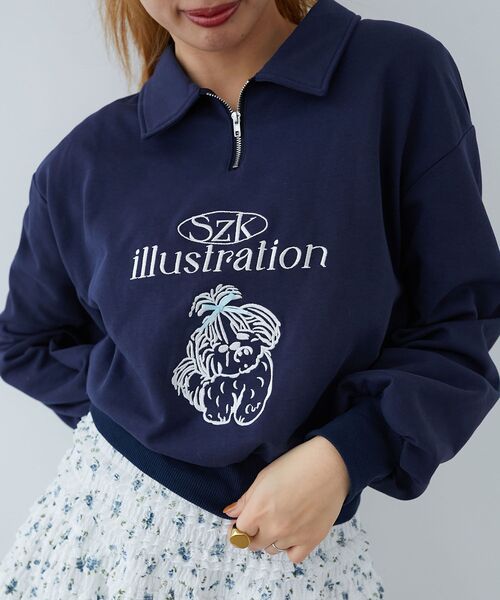 MAJESTIC LEGON(マジェスティックレゴン)の「SZKコラボ ZIPスウェット(スウェット・レディース・ベージュ/ネイビー/グレー・MEDIUM)」の3枚目の写真