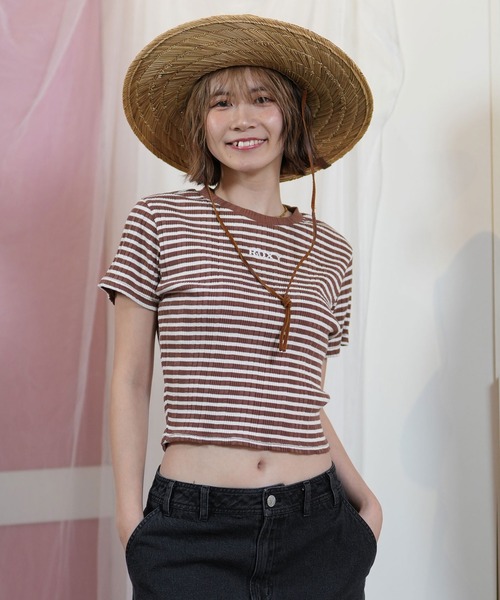 ちぇるたん様❤️７点☘️T18114☘️ROXY チュニック ボーダー Tシャツ L ショルダーリボンボーダーチュニックワンピース / Shoulder