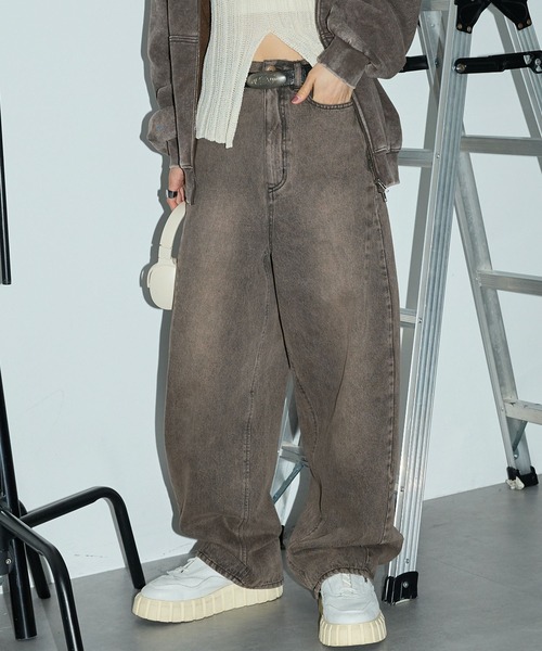 セール】ヴィンテージオーバーダイ加工バレルデニムパンツ