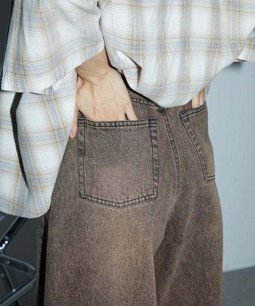 Anchor Smith（アンカー スミス）の「ヴィンテージオーバーダイ加工バレルデニムパンツ（デニムパンツ・レディース・インディゴブルー/ブラック系/ライトブルー/ブラック・S/M/L）」の9枚目の写真