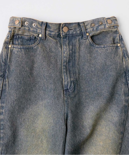 セール】ヴィンテージオーバーダイ加工バレルデニムパンツ