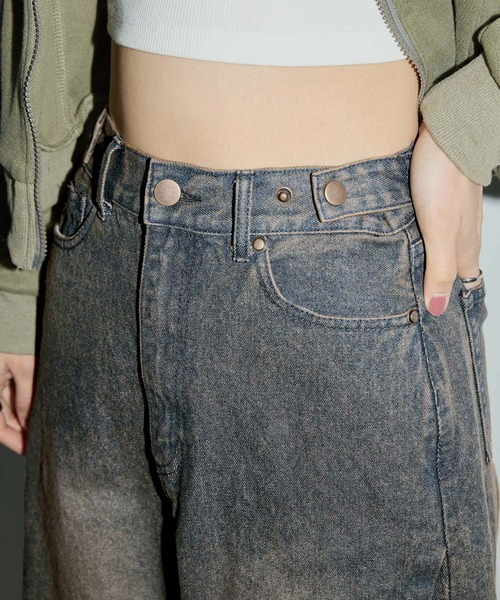 Anchor Smith（アンカー スミス）の「ヴィンテージオーバーダイ加工バレルデニムパンツ（デニムパンツ・レディース・インディゴブルー/ブラック系/ライトブルー/ブラック・S/M/L）」の11枚目の写真