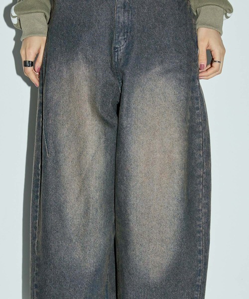 Anchor Smith（アンカー スミス）の「ヴィンテージオーバーダイ加工バレルデニムパンツ（デニムパンツ・レディース・インディゴブルー/ブラック系/ライトブルー/ブラック・S/M/L）」の13枚目の写真