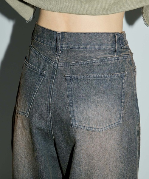 Anchor Smith（アンカー スミス）の「ヴィンテージオーバーダイ加工バレルデニムパンツ（デニムパンツ・レディース・インディゴブルー/ブラック系/ライトブルー/ブラック・S/M/L）」の14枚目の写真
