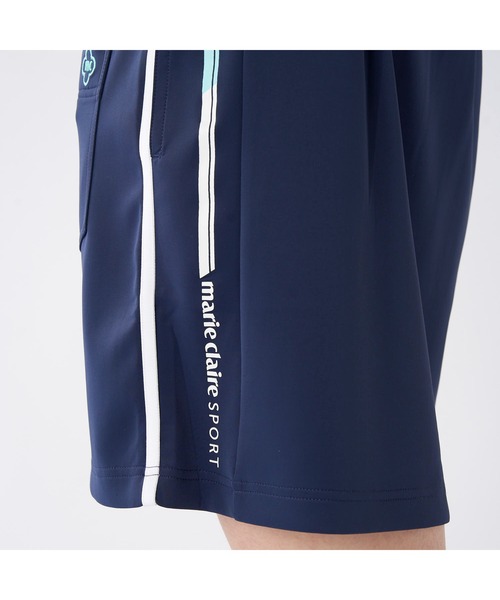 marie claire(マリ・クレール)の「marie claire GOLF/マリクレール ゴルフ ゴルフウェア UVカット 接触冷感 軽量 配色ライン ダンボールニット ジャージ スカート(スカート・レディース・ホワイト/ネイビー・LL/M/L)」の4枚目の写真