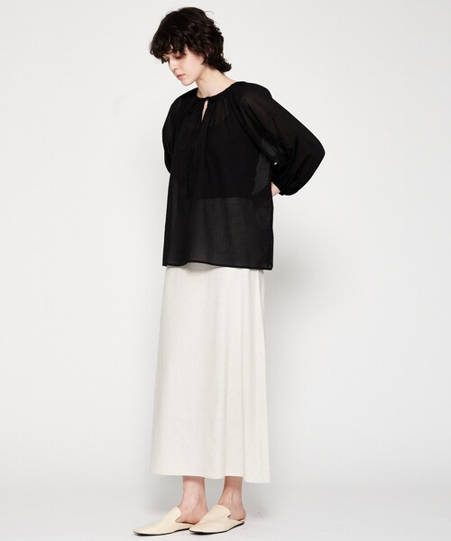 cloenc（クロエンス）の「【手洗い可】リネンブレンドフレアスカート（スカート・レディース・カーキ/オフホワイト/ブラック・01/02/03）」の11枚目の写真