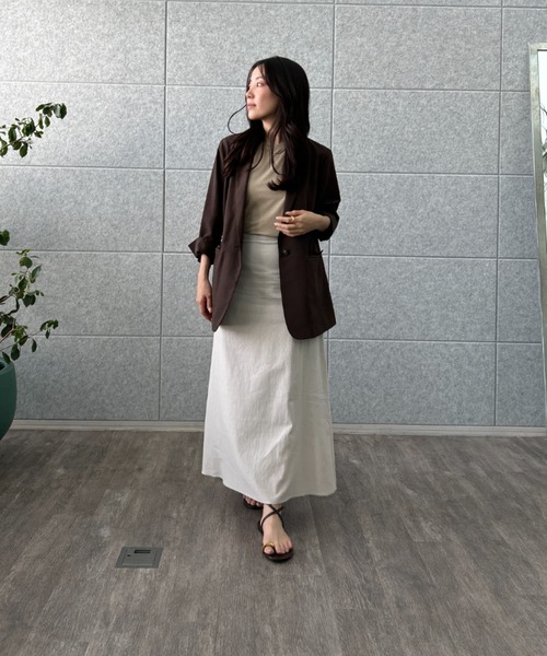 cloenc（クロエンス）の「【手洗い可】リネンブレンドフレアスカート（スカート・レディース・カーキ/オフホワイト/ブラック・01/02/03）」の5枚目の写真